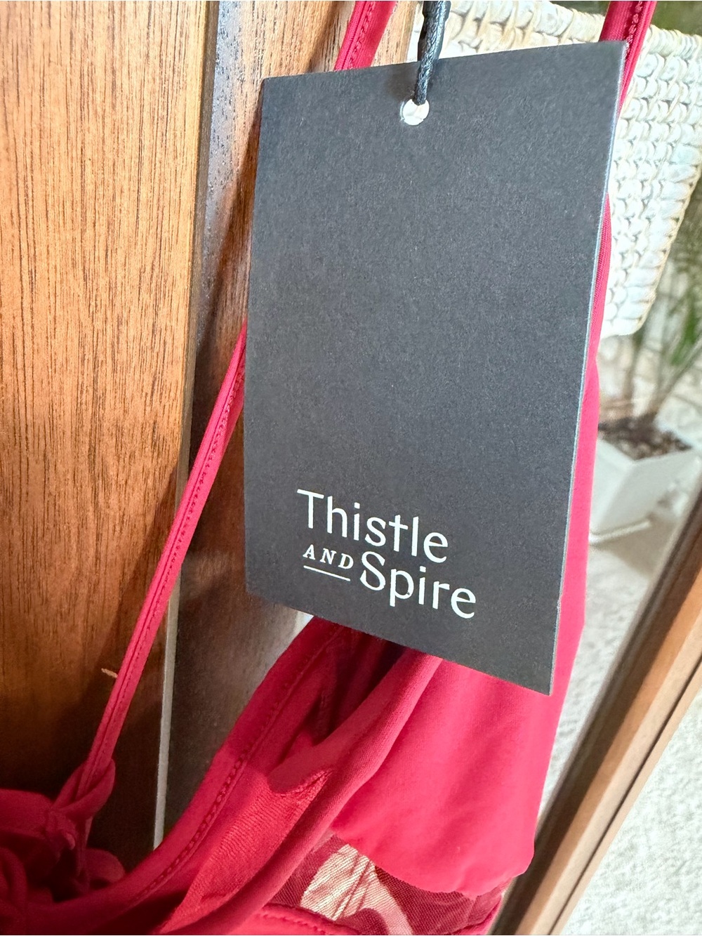 Thistle and Spire Psyche Ruby Red Spaghetti-Strap Evening Dress - Picture 4 of 5